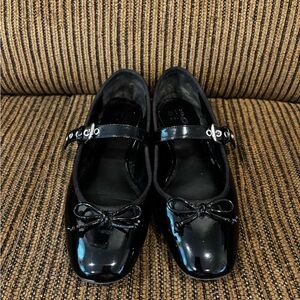 Mix No. 6 Black Patent Flats with Bow